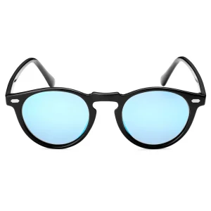 Sidegren Lunettes De Soleil Noires Rétro & Rondes à Verres Polarisés Bleu Miroir achat 9