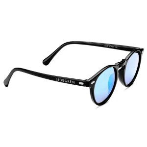 Sidegren Lunettes De Soleil Noires Rétro & Rondes à Verres Polarisés Bleu Miroir achat 11