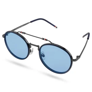 Lucleon Occasus | Lunettes De Soleil Bleues à Verres Ronds Polarisés Et Double Pont mode tendance 16