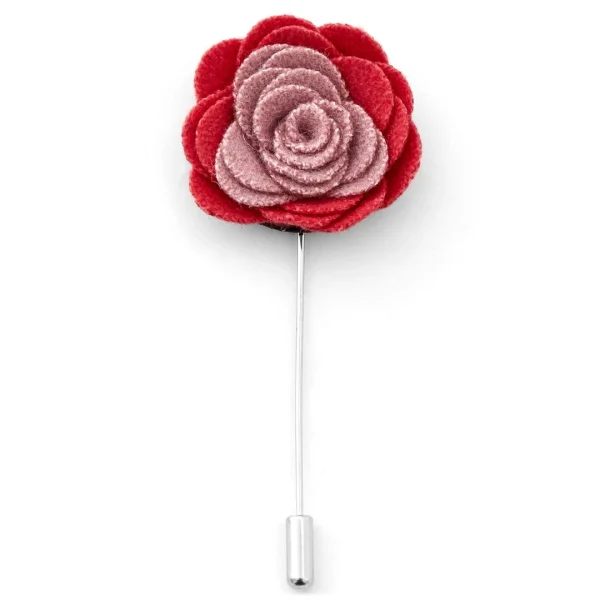 Pas Cher soldes France Warren Asher Broche Pour Homme à Fleur Rose Et Rouge 1