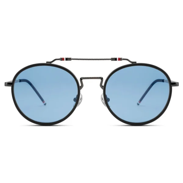 Lucleon Occasus | Lunettes De Soleil Bleues à Verres Ronds Polarisés Et Double Pont mode tendance 1