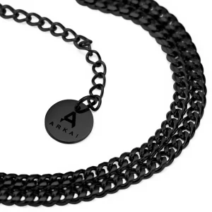 styles dernier cri Arkai Bracelet Rico – Gourmette à Double Chaîne Noire 14