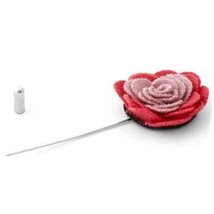 Pas Cher soldes France Warren Asher Broche Pour Homme à Fleur Rose Et Rouge 6