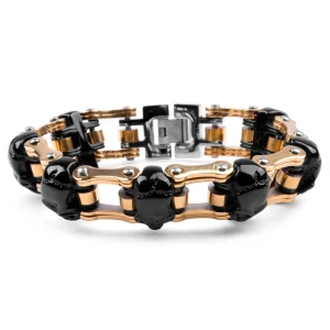 Fort Tempus Bracelet Biker En Acier Chirurgical Noir, Doré Et Argenté Prestation Et Rapide 11