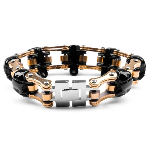 Fort Tempus Bracelet Biker En Acier Chirurgical Noir, Doré Et Argenté Prestation Et Rapide 3