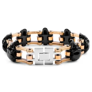 Fort Tempus Bracelet Biker En Acier Chirurgical Noir, Doré Et Argenté Prestation Et Rapide 13