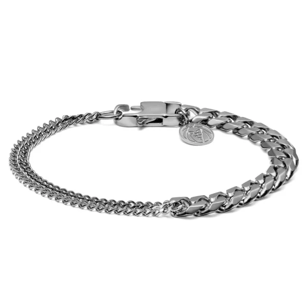 pas cher en vente Lucleon Bracelet Couleur Argenté Carlos Amager à Double Maille Gourmette 1