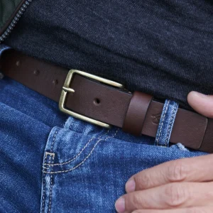 grande qualité Fawler Ceinture En Cuir Brun Foncé Frang 18