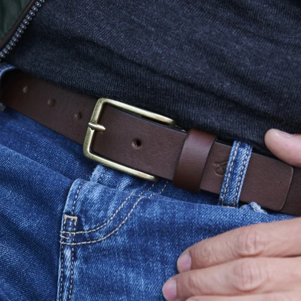 grande qualité Fawler Ceinture En Cuir Brun Foncé Frang 7