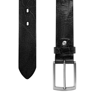 BSWK Vincio | Ceinture Noire En Cuir Pleine Fleur Avec Imprimé Croco prix pas cher 8