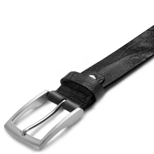 BSWK Vincio | Ceinture Noire En Cuir Pleine Fleur Avec Imprimé Croco prix pas cher 10