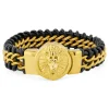 excellente qualité Fort Tempus Bracelet En Cuir Et En Acier à Tête De Lion 22