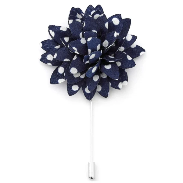 Warren Asher Boutonnière à Fleur Bleu Marine à Pois guranteed de qualité 1