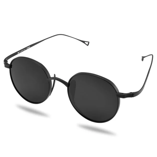 vente en ligne pas cher Arkai Occasus | Lunettes De Soleil En Titane Noir à Verres Ronds Polarisés 6