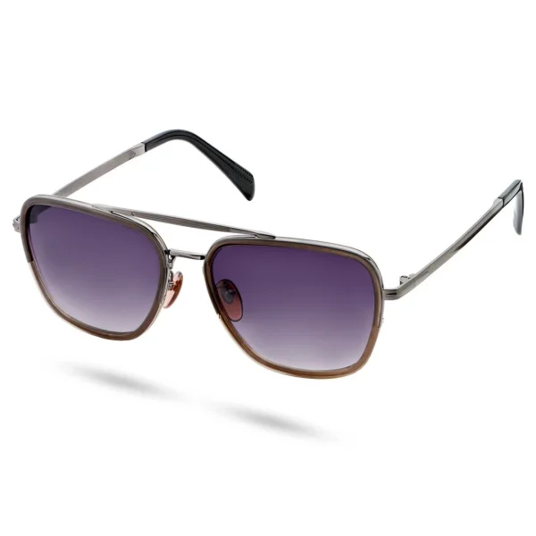 luxe soldes Lucleon Lunettes De Soleil Aviator Noires Et Gris Gunmetal 1