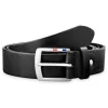 officiel BSWK Ceinture Noire En Cuir Pleine Fleur 22