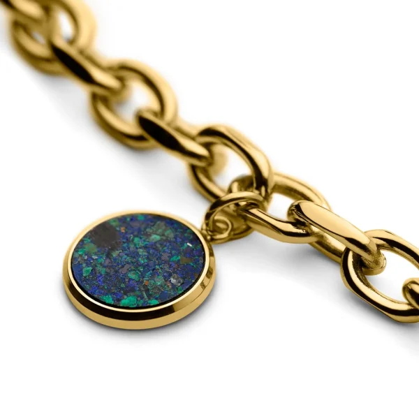 Arkai Atlas | Bracelet En Acier Doré Avec Pendentif Azurite Et Malachite authentiques 6