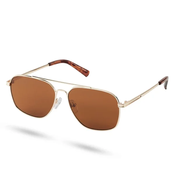 Waykins Lunettes De Soleil Dorées Wolcott Thea Dorées à Verres Bruns achat pas cher 1