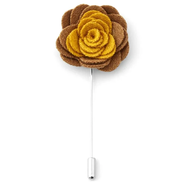 Warren Asher Boutonnière à Fleur Douce Marron Et Jaune Top ventes 1