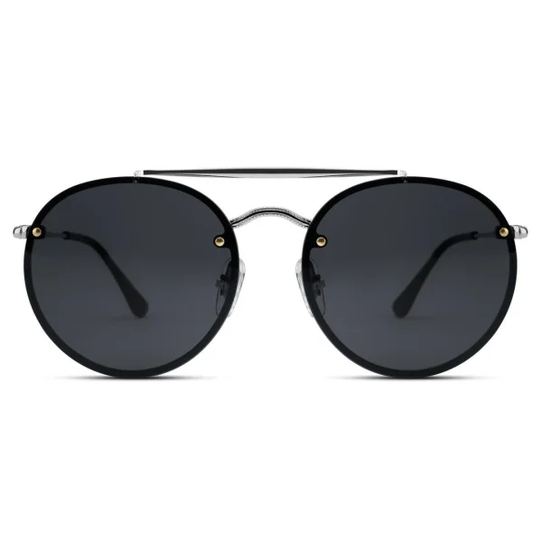 prix de gros Lucleon Occasus | Lunettes De Soleil Aviator Rondes à Verres Noirs 1