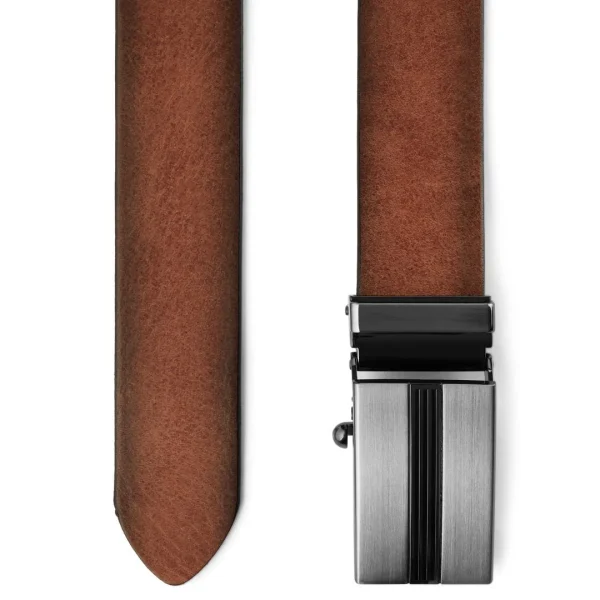 Les achats en ligne BSWK Ceinture En Cuir Cognac Avec Boucle à Verrouillage Automatique 3