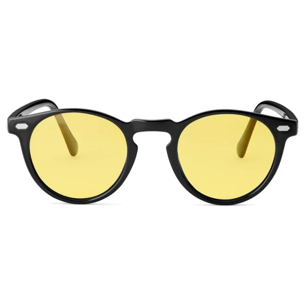 Sidegren Lunettes De Soleil Rétro Noires à Verres Ronds, Jaunes & Polarisés comparez les prix 3