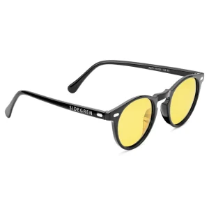 Sidegren Lunettes De Soleil Rétro Noires à Verres Ronds, Jaunes & Polarisés comparez les prix 11