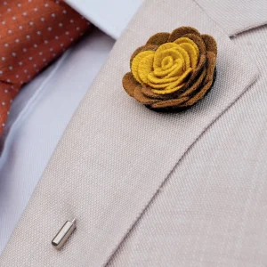 Warren Asher Boutonnière à Fleur Douce Marron Et Jaune Top ventes 10