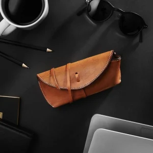 Salt & Hide Etui à Lunettes En Cuir Tanné Nouveau 12